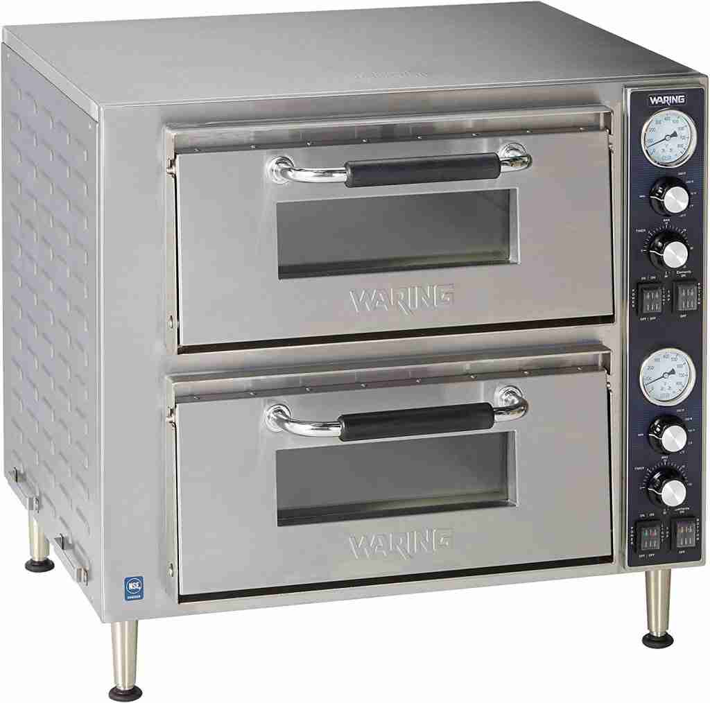 Waring-Commercial-WPO750-Double-Deck-Pizza-Oven-with-Dual-Door-Silver